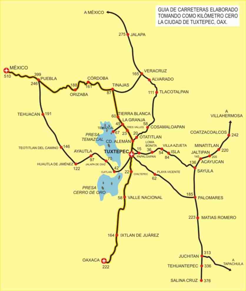 Mapa Carretero de Tuxtepec